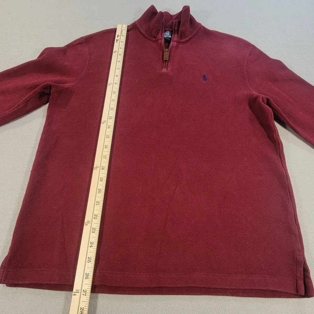 Polo Ralph Lauren Quarter Zip Sweater Ribbed Pullover Burgundy Men's Medium
